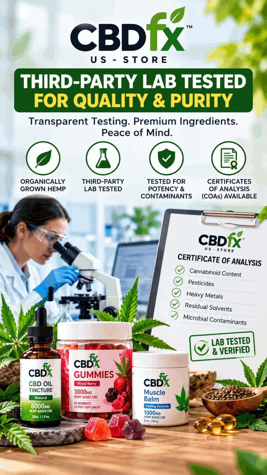 CBDfx US Store review featuring Lab Testing and Product-Quality