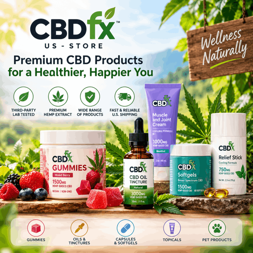 CBDfx US Store review featuring CBD gummies, oils, capsules, and topicals, highlighting product selection, lab testing, and hemp-derived wellness products.
